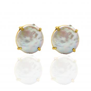 Gold Plated Pearl  Stone Seated Earrings - Timeless Beauty 